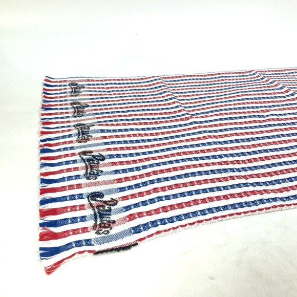 LOEWE interior Paula´s Ibiza stripe fringe towel cotton Red/Blue x White Unused - Picture 3 of 8